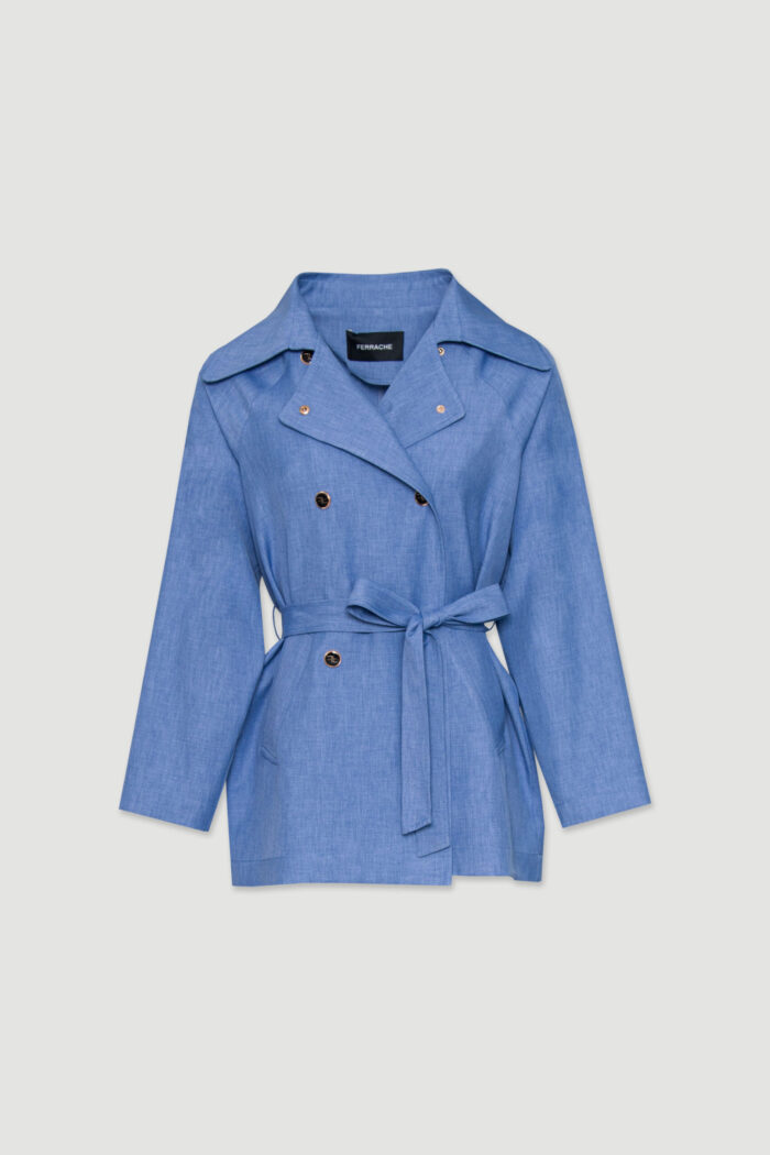 TRENCH AZUL COM CINTO AJUSTÁVEL FERRACHE - Imagen 3