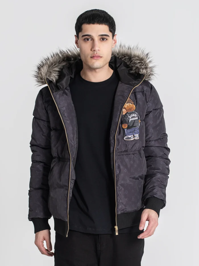 CASACO ACOLCHOADO PRETO LOGOMANIA BEAR GIANNI KAVANAGH - Image 1