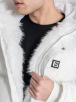 CASACO ACOLCHOADO BRANCO COM CAPUZ EM PELO GIANNI KAVANAGH - Image 7