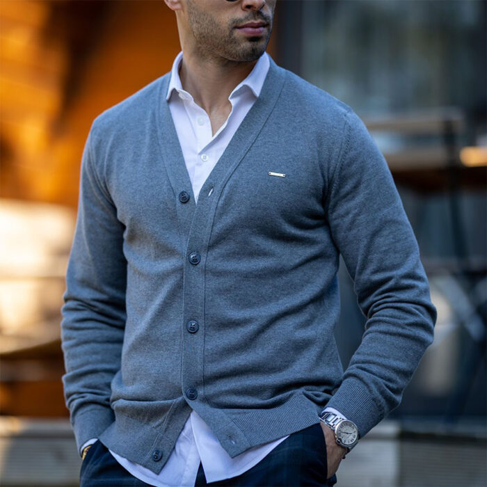 CARDIGAN COM BOTÕES CINZA ANTRACITE ZOLF - Image 1