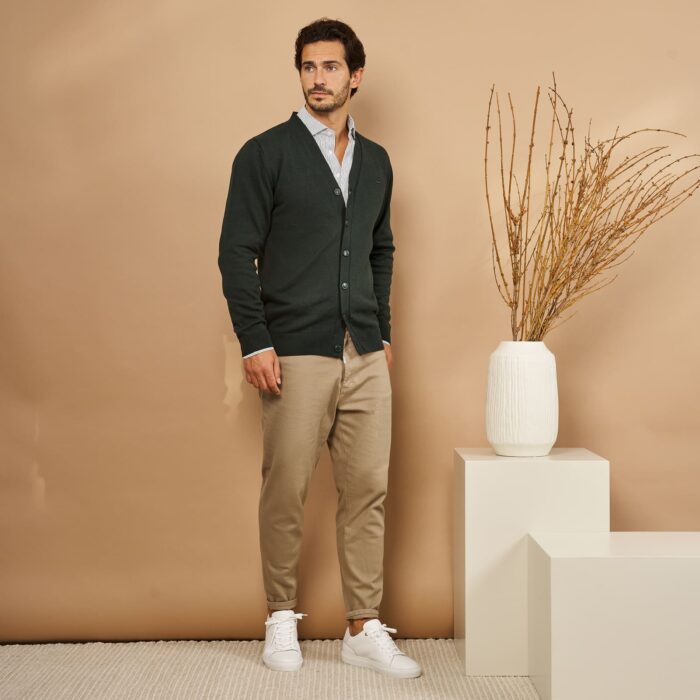 CARDIGAN COM BOTÕES VERDE ESCURO ZOLF - Imagen 2