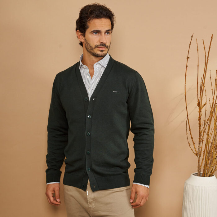 CARDIGAN COM BOTÕES VERDE ESCURO ZOLF - Imagen 3