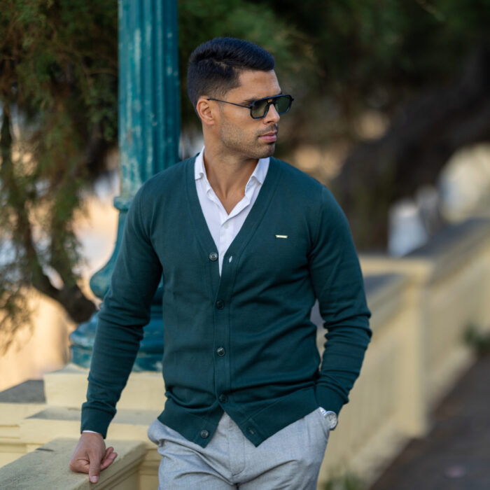 CARDIGAN COM BOTÕES VERDE ESCURO ZOLF - Imagen 1