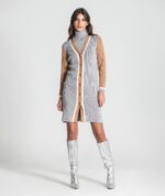 VESTIDO CINZA COM CONTRASTE RUGA