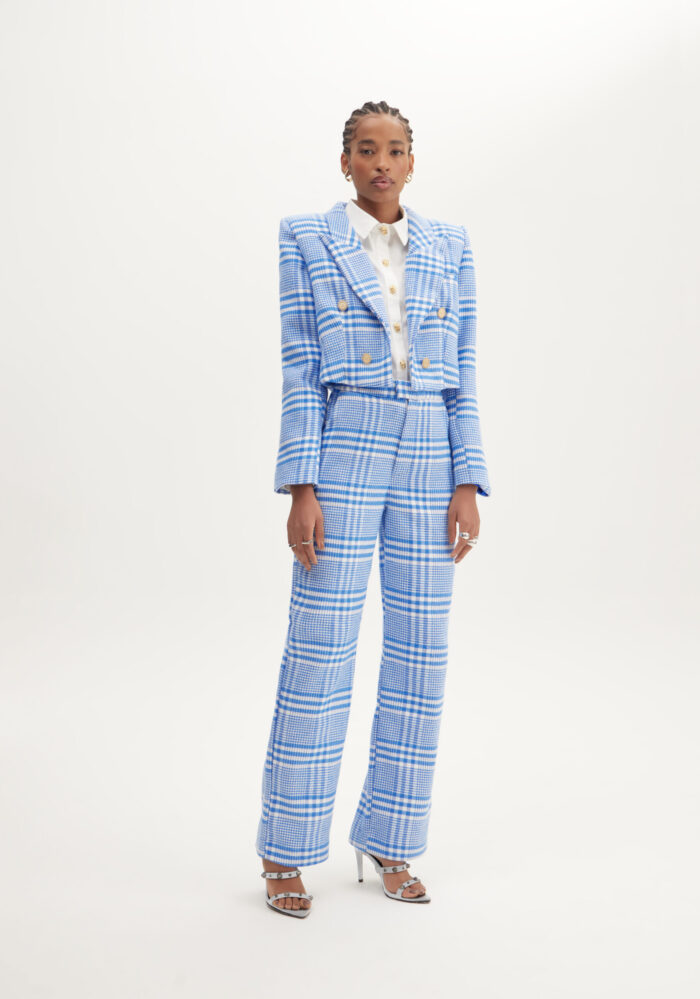 BLAZER CROP ALFAIATARIA XADREZ AZUL LANÇA PERFUME - Image 2