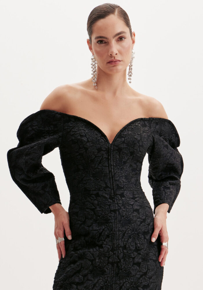 VESTIDO TEXTURADO PRETO SUPER MIDI LANÇA PERFUME - Image 2