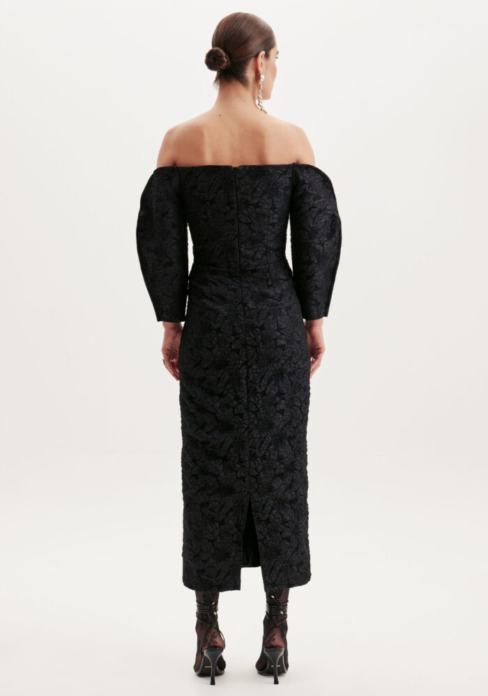 VESTIDO TEXTURADO PRETO SUPER MIDI LANÇA PERFUME - Image 3