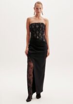 VESTIDO CORSET PRETO SUPER MIDI LANÇA PERFUME