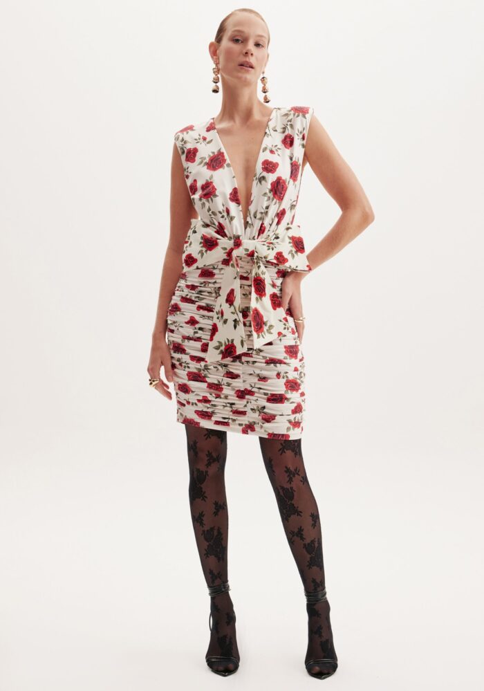 VESTIDO ESTAMPA ROSA COM LAÇO MAXI LANÇA PERFUME - Imagen 3