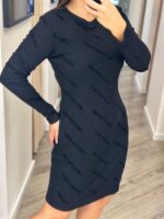 VESTIDO CANELADO PRETO LOGO BORDADO LANÇA PERFUME - Image 3