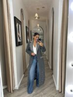 SOBRETUDO CINZENTO COM APLICAÇÕES DE PÉROLAS FRACOMINA - Image 2