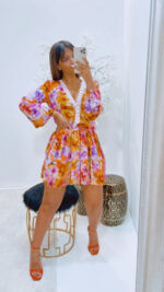 VESTIDO CURTO FLORAL MULTICOLOR DIXIE