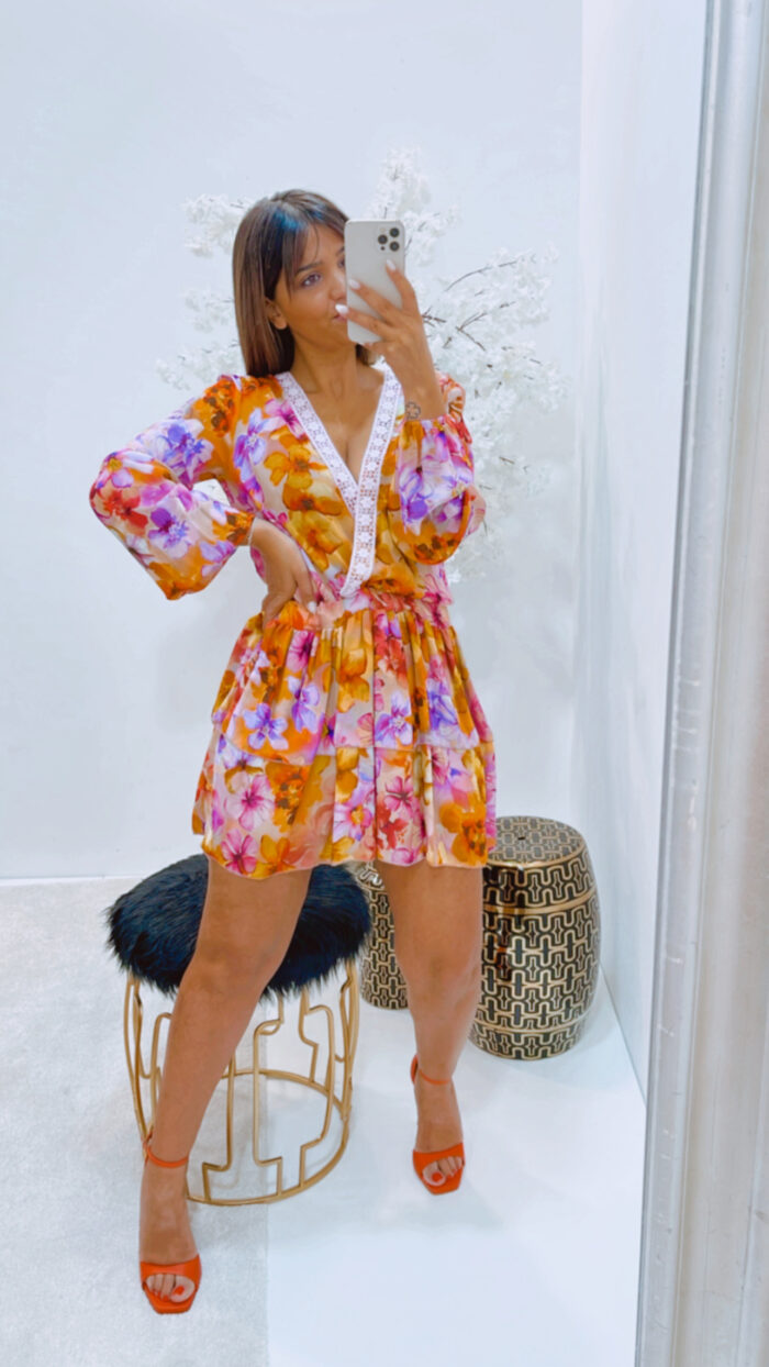 VESTIDO CURTO FLORAL MULTICOLOR DIXIE - Image 1