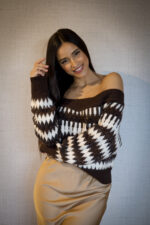 CAMISOLA MALHA CASTANHA BRANCA ZIGZAG NO SECRETS