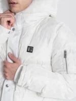 CASACO ACOLCHOADO BRANCO COM CAPUZ EM PELO GIANNI KAVANAGH - Image 3