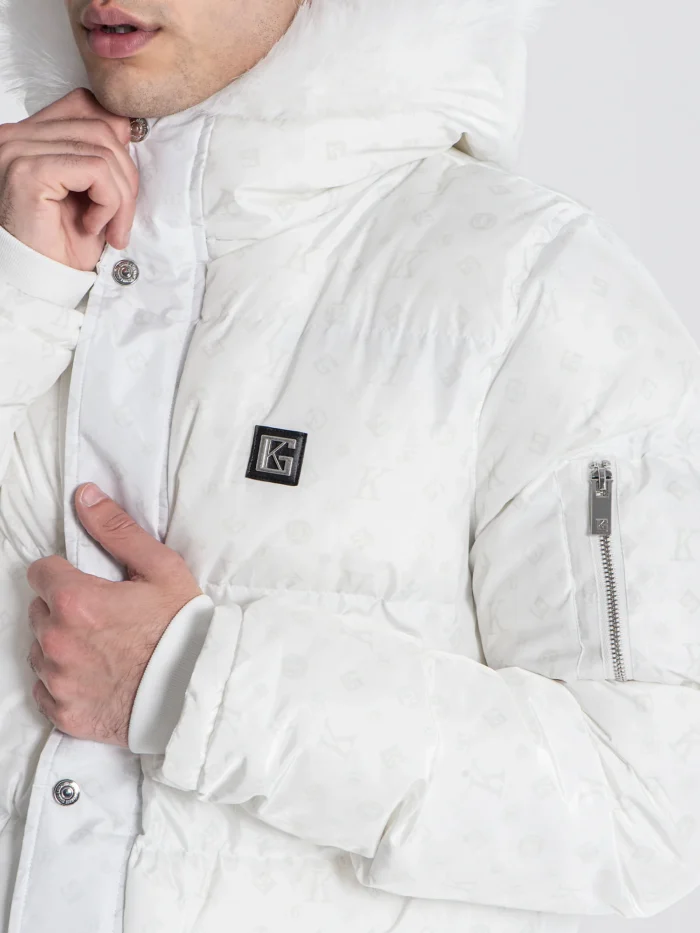 CASACO ACOLCHOADO BRANCO COM CAPUZ EM PELO GIANNI KAVANAGH - Image 3
