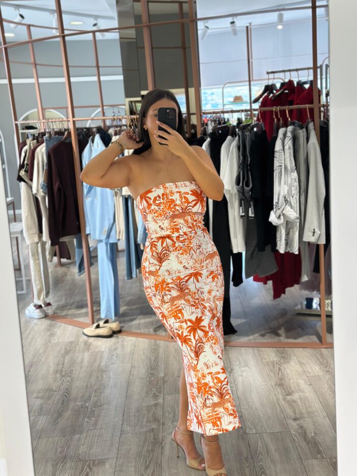 VESTIDO MIDI BRANCO COM ESTAMPA TROPICAL LANÇA PERFUME - Image 1