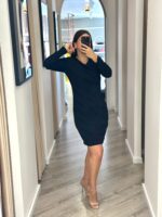 VESTIDO CANELADO PRETO LOGO BORDADO LANÇA PERFUME - Image 4