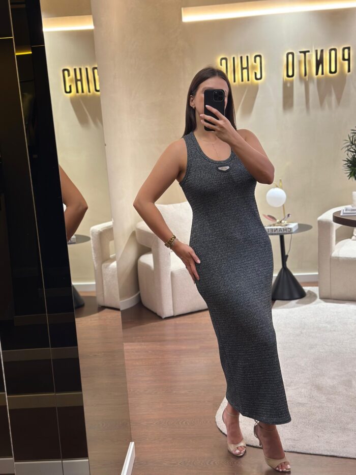 VESTIDO MIDI CINZA LANÇA PERFUME - Image 1