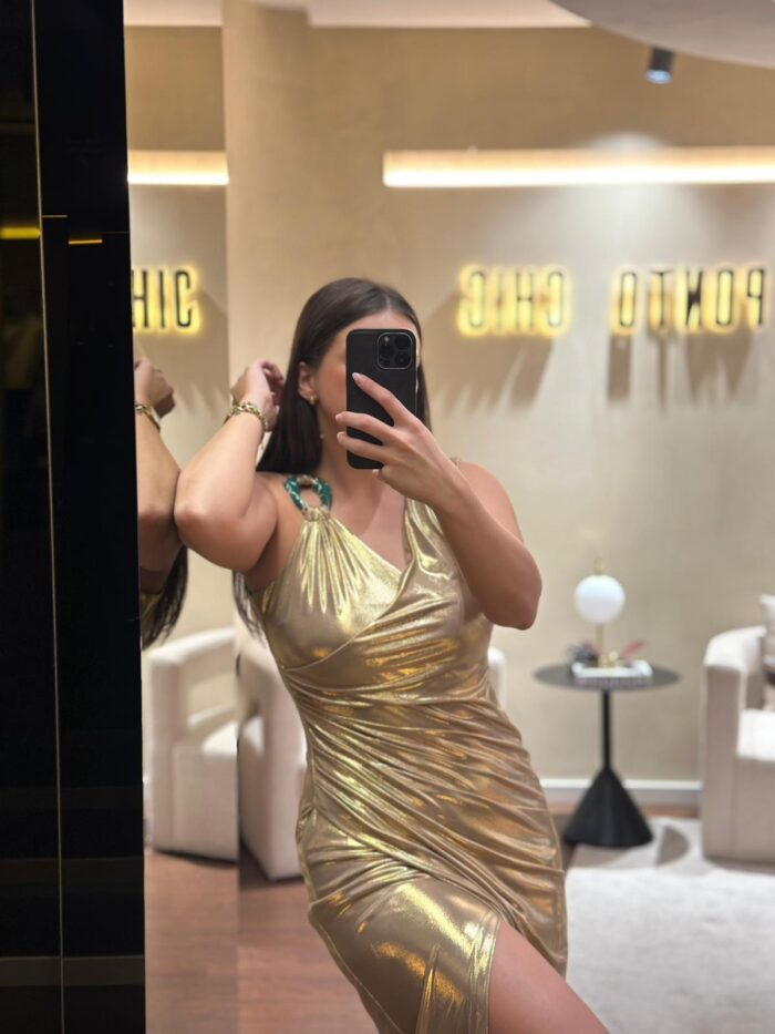VESTIDO LONGO DOURADO FRACOMINA - Image 4