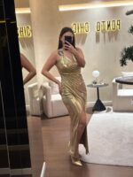 VESTIDO LONGO DOURADO FRACOMINA