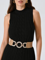 CINTO CAMEL COM FIVELA DOURADA R CRISTAIS