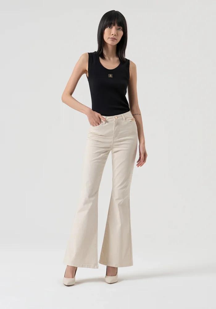 CALÇAS BOOTCUT BEGE FRACOMINA - Image 1