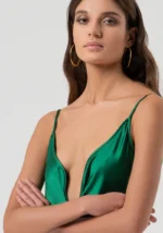 VESTIDO VERDE ACETINADO FRACOMINA - Image 2