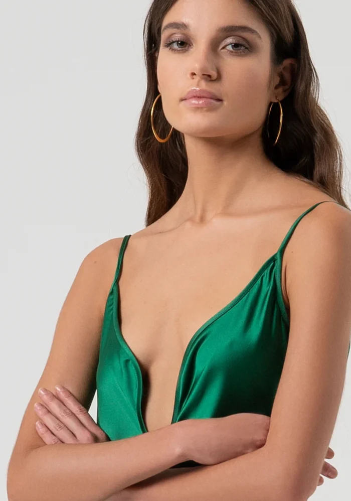 VESTIDO VERDE ACETINADO FRACOMINA - Image 2