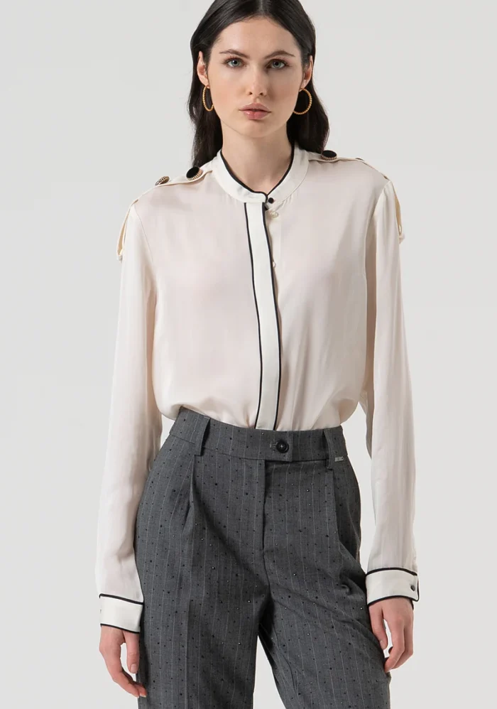 BLUSA SEDA COM DETALHES DE BOTÕES FRACOMINA - Imagen 1