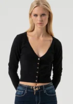CARDIGAN PRETO COM DECOTE EM V FRACOMINA