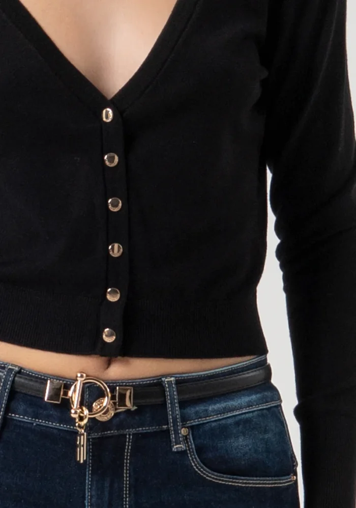 CARDIGAN PRETO COM DECOTE EM V FRACOMINA - Image 3