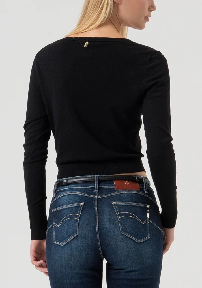 CARDIGAN PRETO COM DECOTE EM V FRACOMINA - Image 4