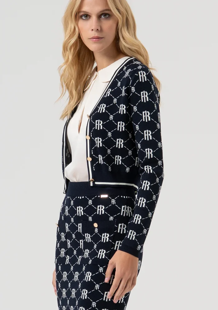 CARDIGAN AZUL MARINHO COM LOGO FRACOMINA - Image 2