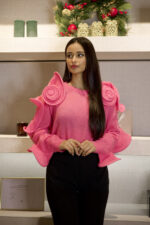 CAMISOLA DE MALHA ROSA DETALHES NAS MANGAS NO SECRETS - Imagen 2
