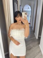 VESTIDO BRANCO COM PENAS IMPERIAL