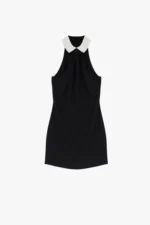 VESTIDO PRETO CURTO COM GOLA BRANCA IMPERIAL - Image 3