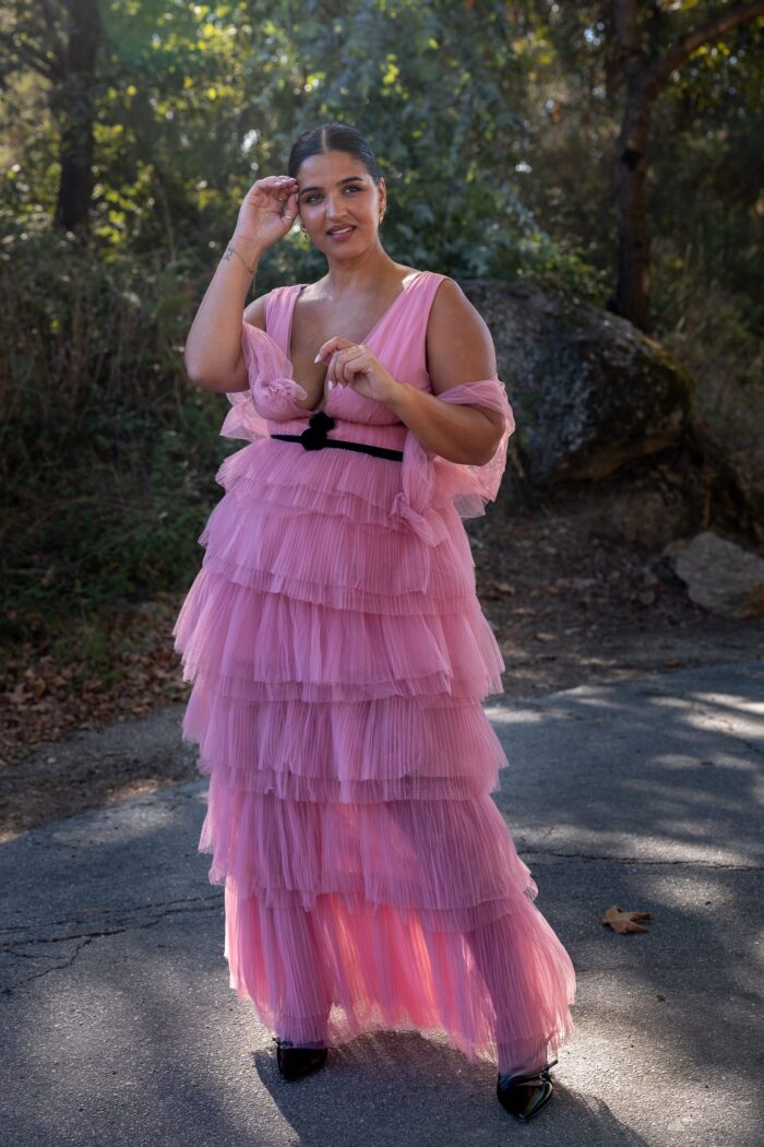 VESTIDO COMPRIDO ROSA EM TULE NO SECRETS - Image 1