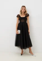 VESTIDO PRETO COMPRIDO EM TULE COM ALÇAS IMPERIAL