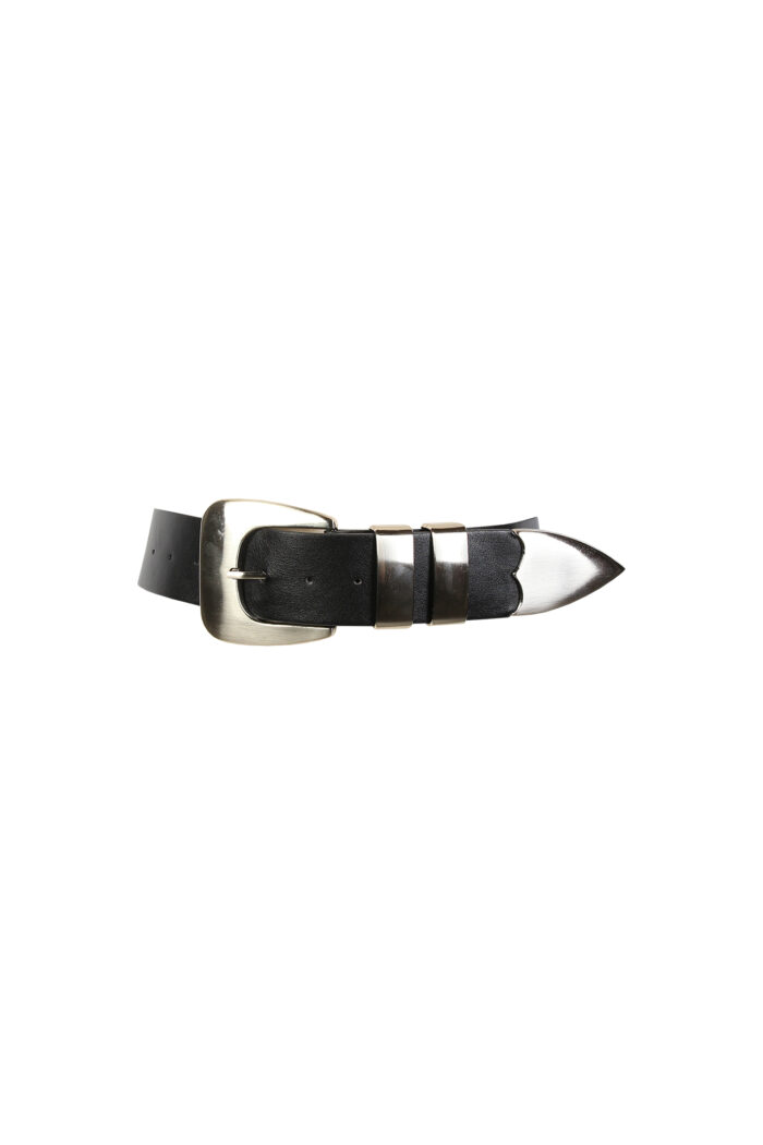 CINTO PRETO COM FIVELA E PONTEIRA PRATEADA SAHOCO - Image 1