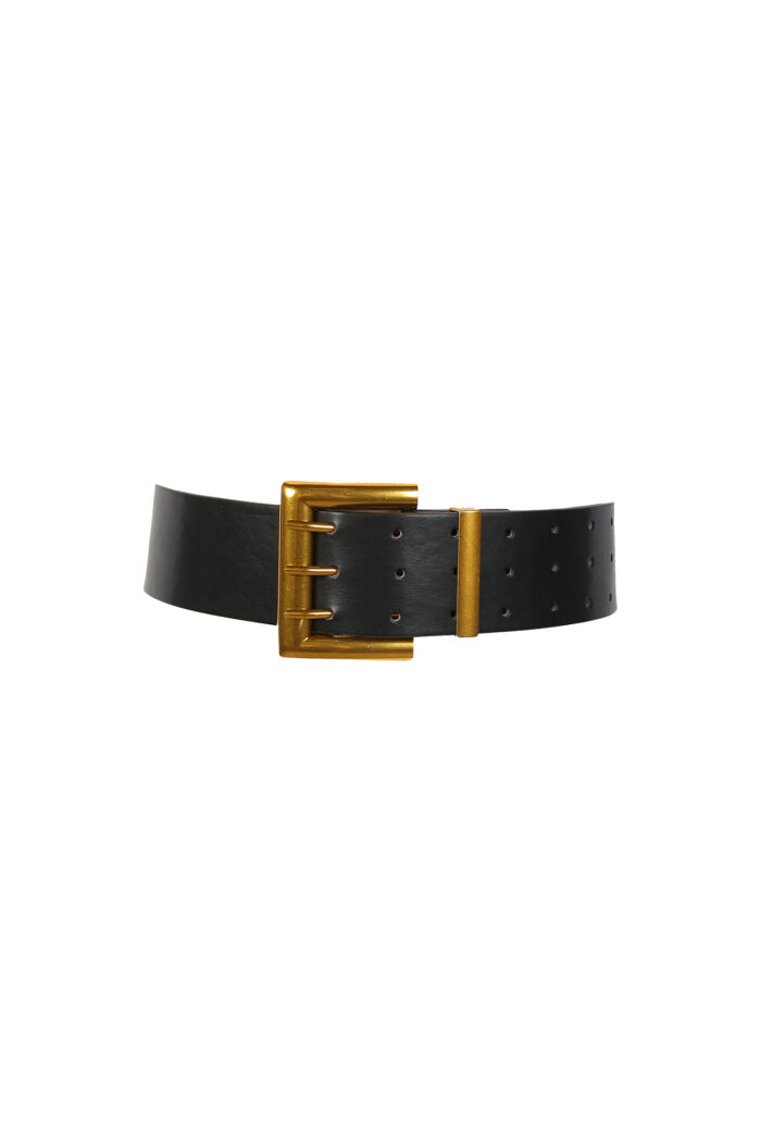 CINTO PRETO COM FIVELA DOURADA SAHOCO - Image 1