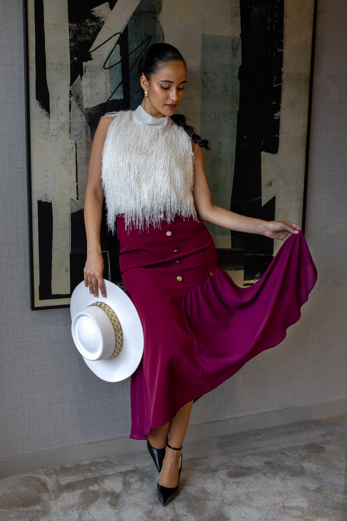 SAIA FOLHO GEORGETE BORDEAUX MISS YOU - Image 1