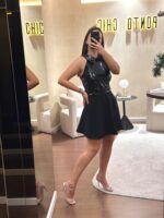 VESTIDO PRETO COM DETALHES EM PELE SAHOCO - Image 2