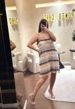 VESTIDO EM CAMADAS DE TULE ALÇAS EM CORRENTE SAHOCO