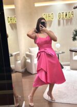 VESTIDO ROSA CURTO COM LAÇO MISS YOU