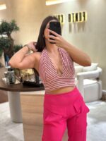 TOP HALTER COM RISCAS E LUREX SAHOCO