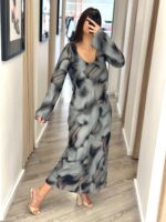 VESTIDO LONGO COM ESTAMPADO ABSTRATO IMPERIAL