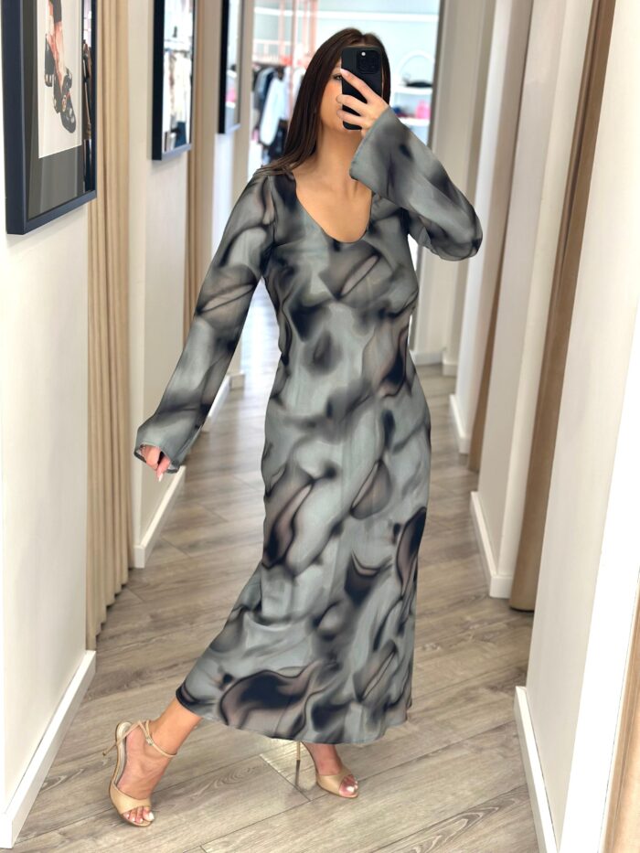 VESTIDO LONGO COM ESTAMPADO ABSTRATO IMPERIAL - Image 1