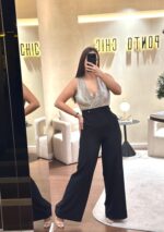 MACACÃO BICOLOR MISS YOU COM DECOTE CRUZADO