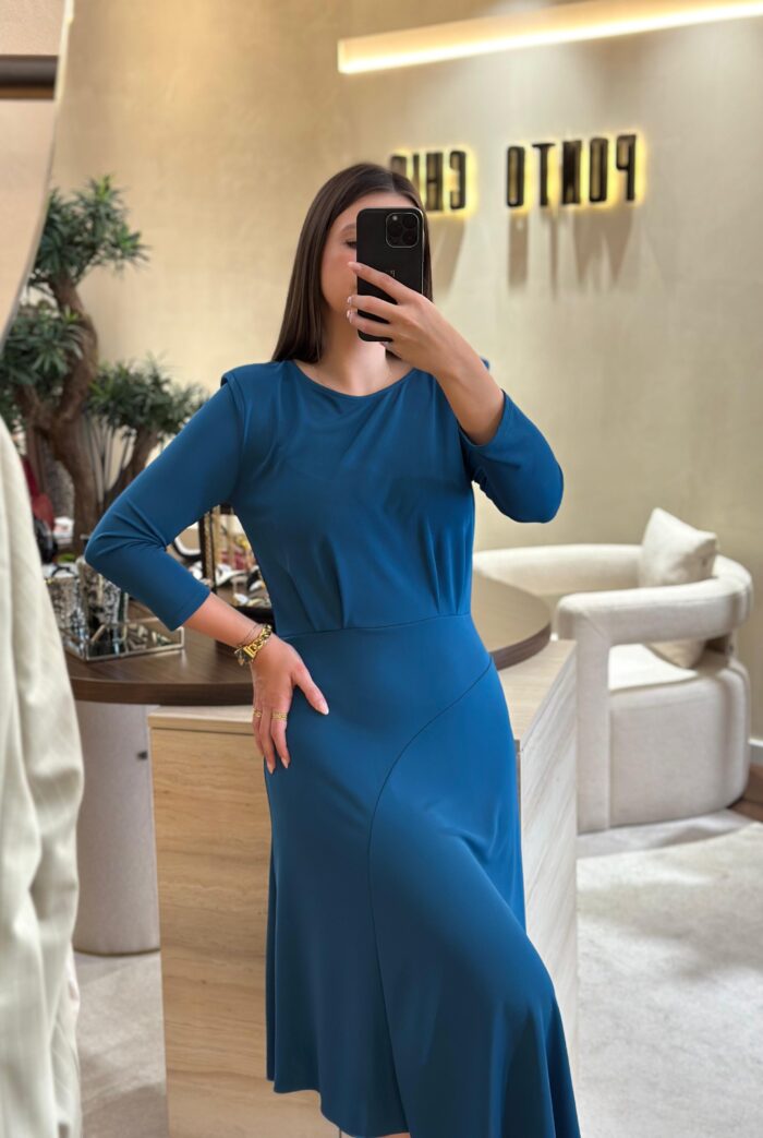 VESTIDO AZUL PETRÓLEO RINASCIMENTO - Image 3